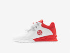 LUXIAOJUN PowerPro I Weightlifting Shoes (Red and White) Right shoe side picture with the logo.