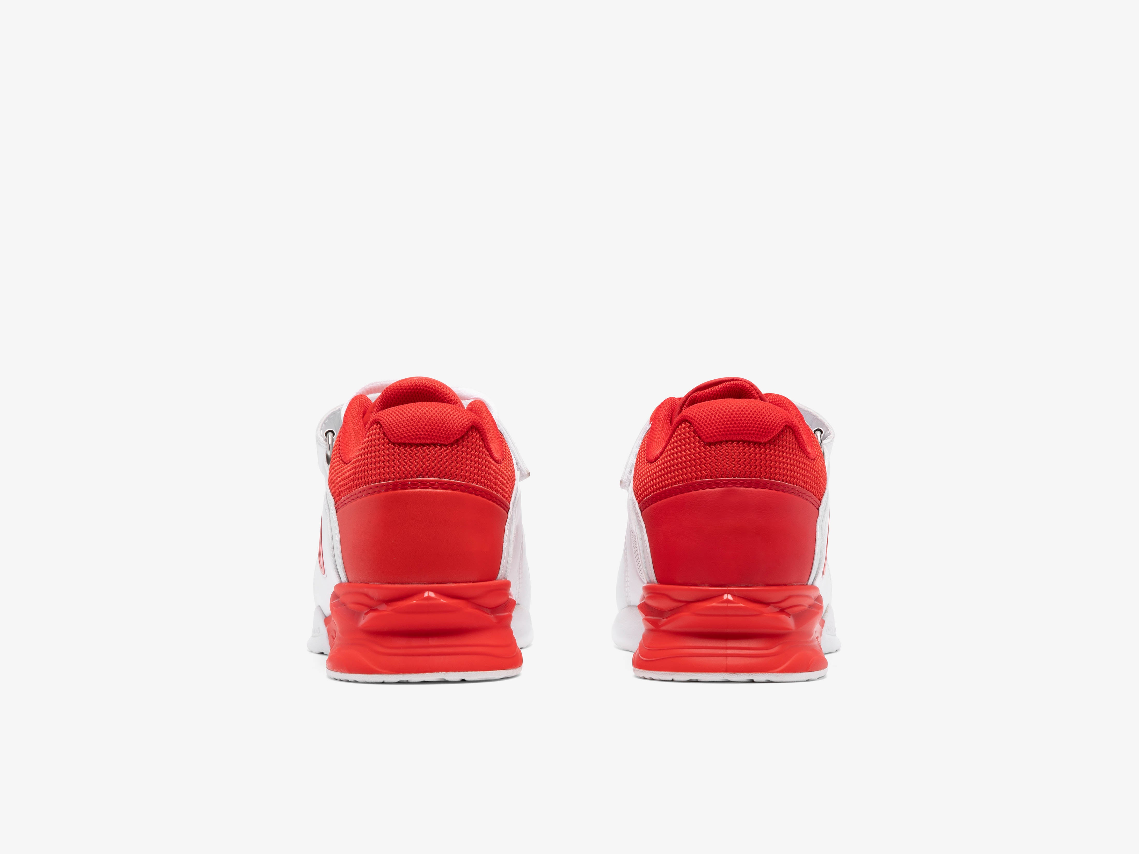 LUXIAOJUN PowerPro I Weightlifting Shoes (Red and White) Pair back straight