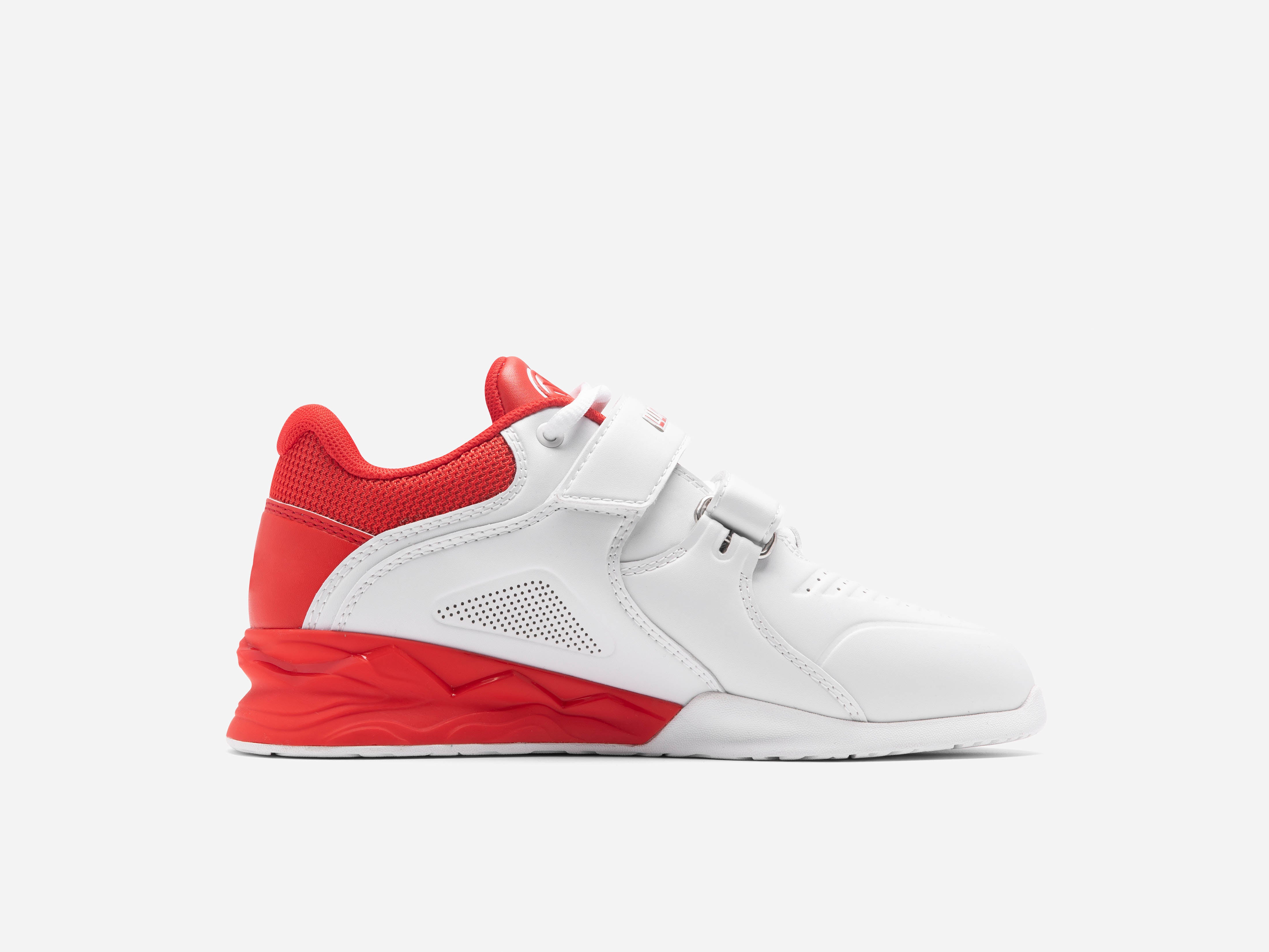 LUXIAOJUN PowerPro I Weightlifting Shoes (Red and White) Left shoe side picture without logo