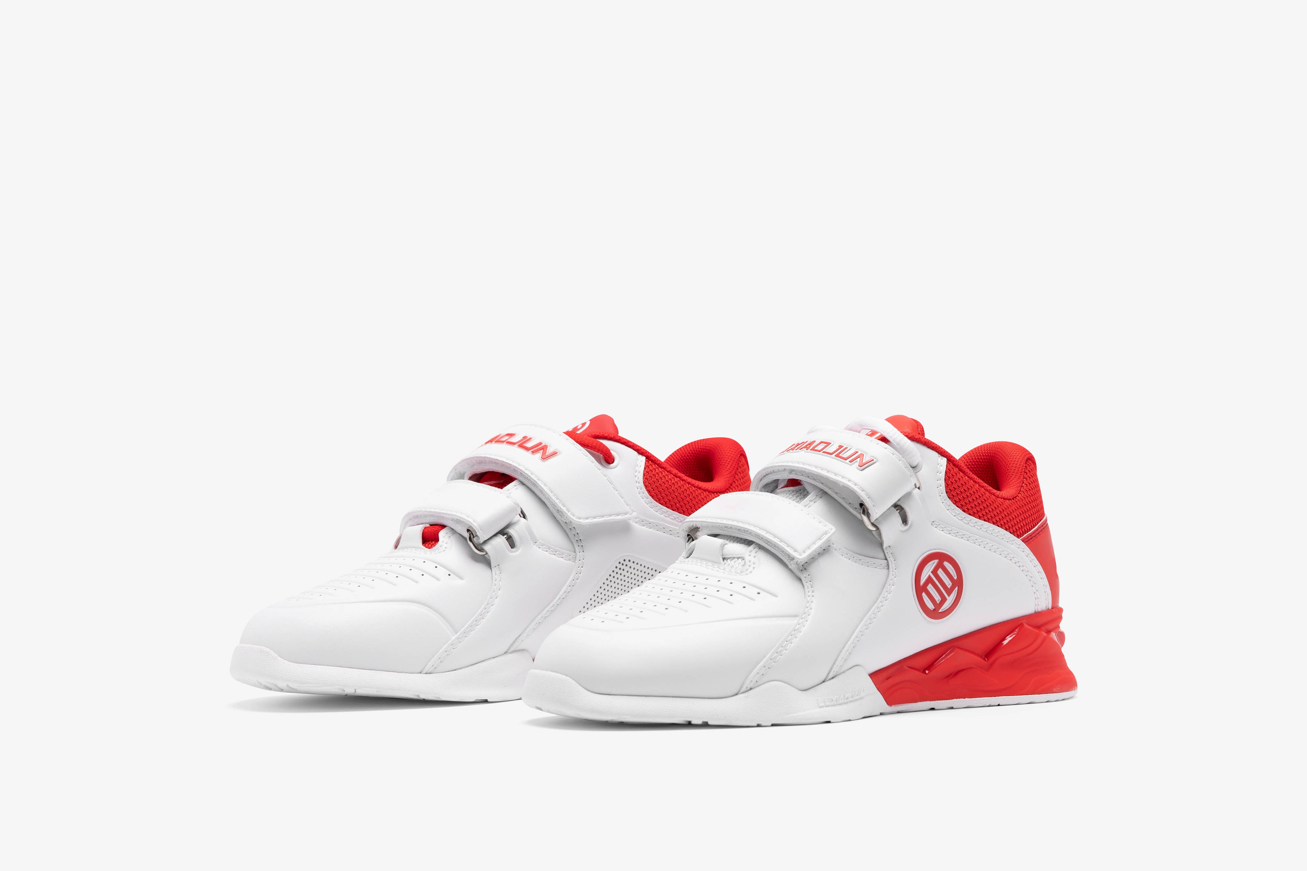 LUXIAOJUN PowerPro I Weightlifting Shoes (Red and White) Pair front side picture