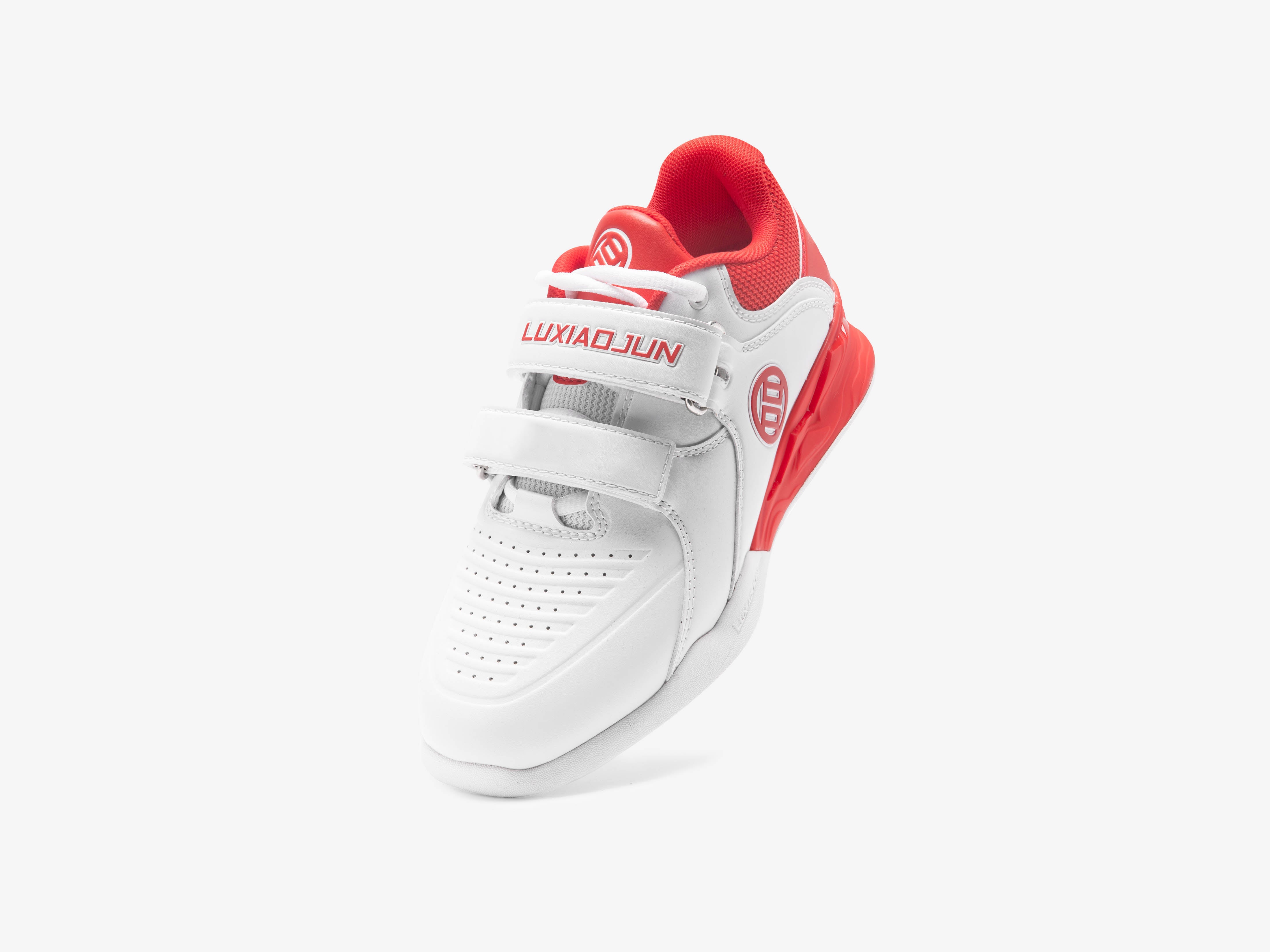 LUXIAOJUN PowerPro I Weightlifting Shoes (Red and White) Left stand