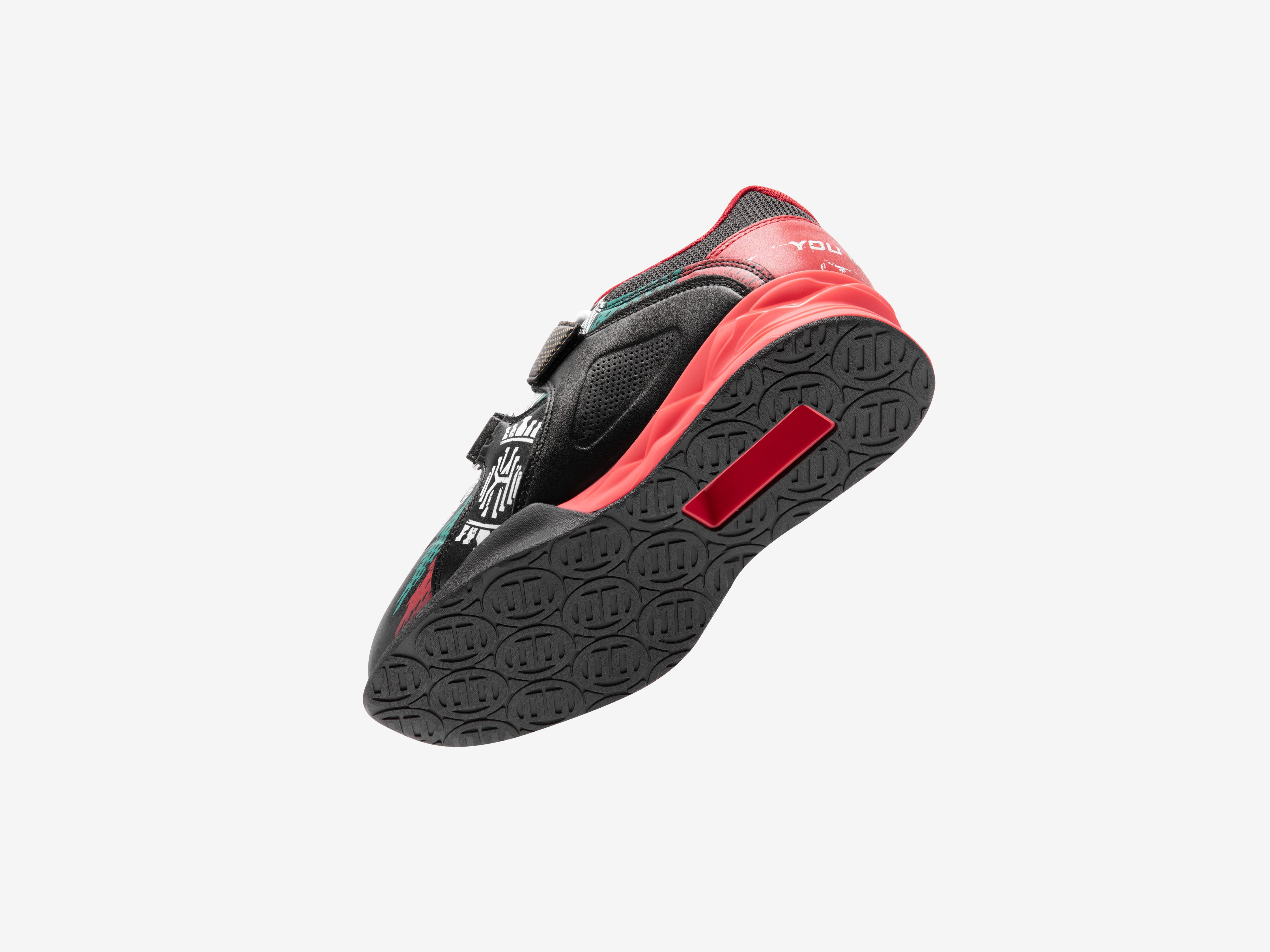 Karlos Edition black and red Karlos Edition shoe on a white background while floating