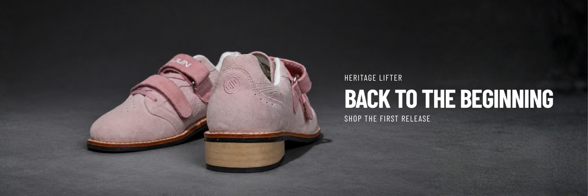 Heritage Lifter. Back to the Beginning. Shop the first release. The pink Heritage Lifters on a dark floor.